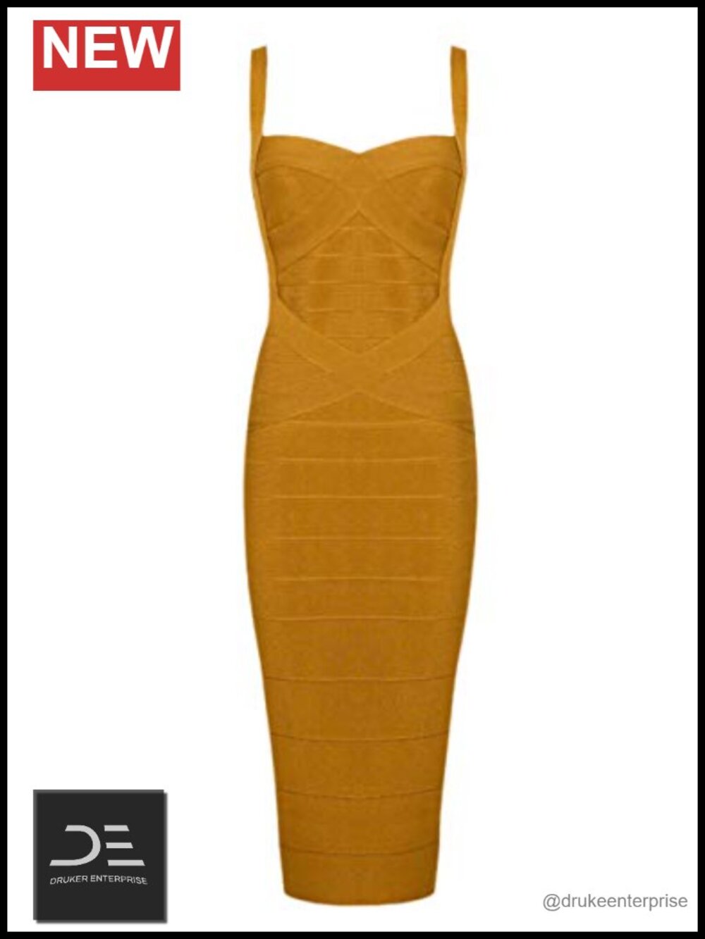 Rayon Spaghetti Strap Midi Evening Party Bandage Dress
